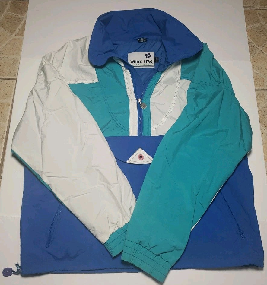 Vintage White Stag Mens Sz L Ski Wear Blue White Winter Snow
