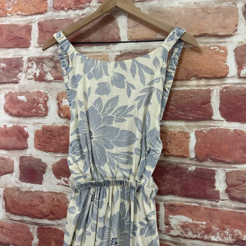 Vestido Olivaceous Para Mujer Grande Azul Off White Floral Recorte Espalda Informal Popover Foto 4 de 4