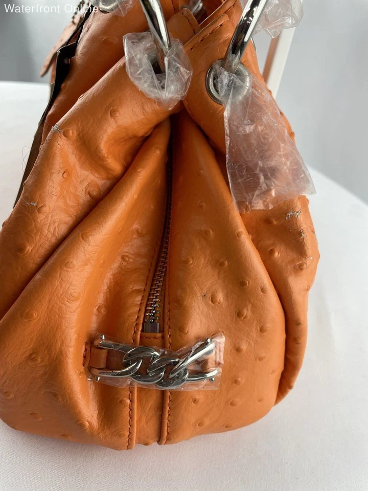 Isabella Adams Orange Ostrich Embossed Hobo Bag NWT - Image 4 of 4