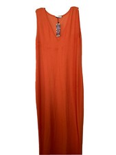 Boohoo Neon Orange Stretch Knit Summer Maxi Dress US Size 18 New With Tags