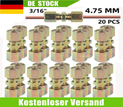 20 Stück SCHNELL-VERBINDER für BREMSLEITUNG BINDER 4.75 mm 3/16'' ohne BÖRDELN DE