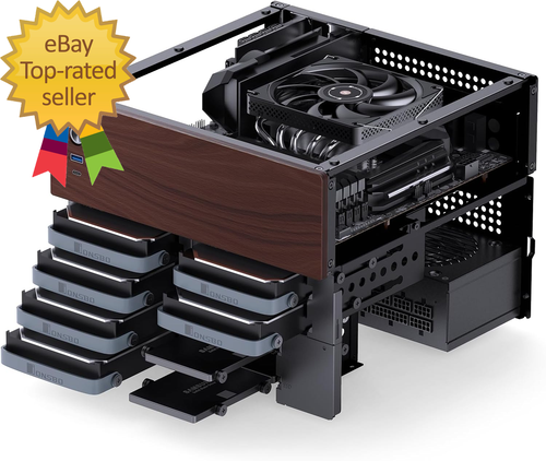 N4 Black NAS Pc Case, Walnut Wood, 8-Drive Bay/6 * 3.5 "HDD (4 Hot-Swap,2 Non Ho - Picture 5 of 9