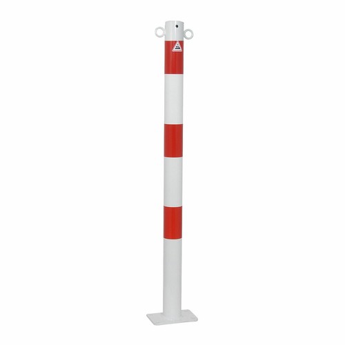 Absperrpfosten rund 60mm mit Ösen und Halteplatte, Poller Wegsperre Pfosten - Bild 2 von 7