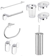 KIT COMPLETO ACCESSORI BAGNO 8 PEZZI ZERO METAFORM CROMATO E ABS