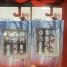 5714) 1 Lot 2 Boxes:  Disney Frozen Press-On Nails Kids 6+ (12 Pieces Each Box)