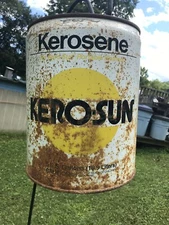 KERO-SUN Vintage 5 Gallon Used  Kerosene Metal Empty Can. Rustic Grungy