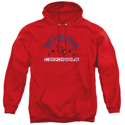 Saginaw Valley State University Adult Pullover Hoodie Cardinals, Red, S-3XL