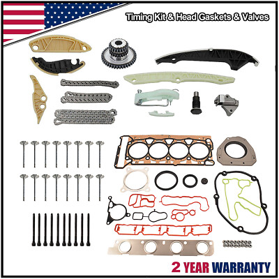 For Audi VW 2.0 TSI Jetta Timing Chain Head Gasket Set Intake Exhaust Valves Kit