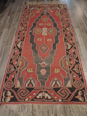 5x11ft. Vintage Russian Kelim Wool Flatweave Reversible Runner