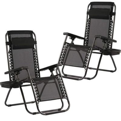 Zero Gravity Chairs Set of 2 Patio Adjustable Reclining Folding Chairs w/ Pillow