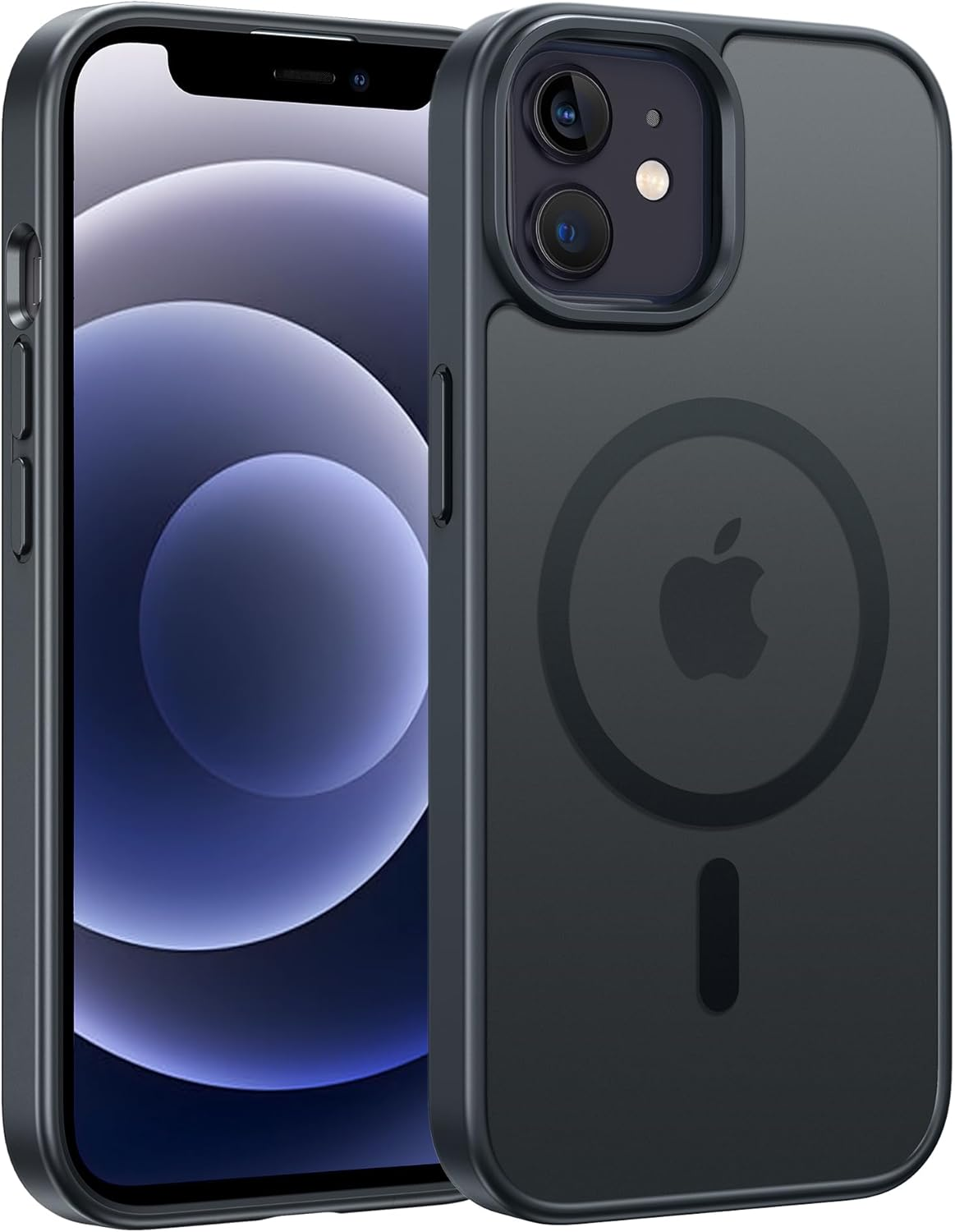 for Iphone 12 Phone Case: Magnetic Matte Textured Military Grade Drop Protection