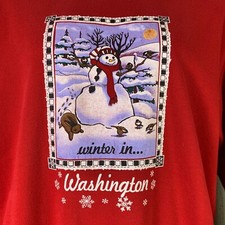 Vintage Christmas Sweatshirt Jerzees Size Large Winter In Washington Snowman