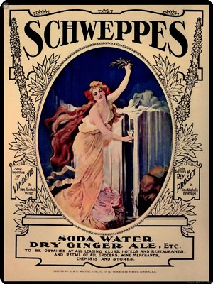 Schweppes Ginger Ale 9'' x 12'' Metal Sign
