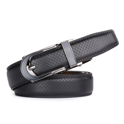 Men's Genuine Leather Ratchet Dress Belt 1 1/8" Wide with Automatic Click Buckle - Picture 51 of 53