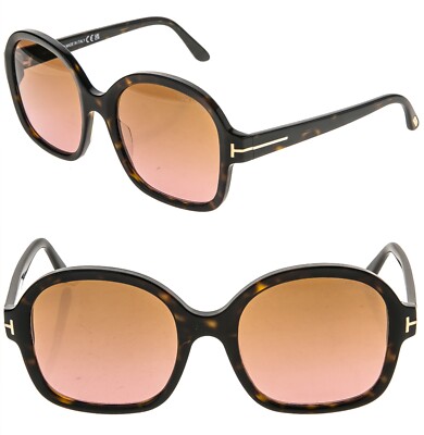 TOM FORD HANLEY TF1034 52F Brown Havana Pink Bold ECO Sunglasses Authentic 1034