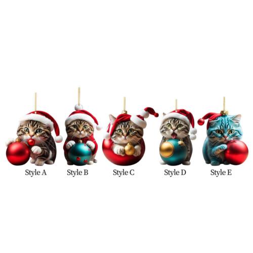 Figurine ornements de chat de Noël 2023 ornements de chat ornement de chaton, décoratif de vacances mignon - Photo 1 sur 16