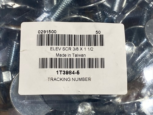 LOT (50) 3/8” x 1 1/2" Elevator Bolts carbon steel Trivalent Zinc 0291500 New - Picture 2 of 5