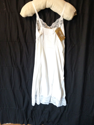 Vintage Slip Nightgown Lingerie Lace Nylon Sz S 32 Bust White 1960s NOS - Picture 4 of 8