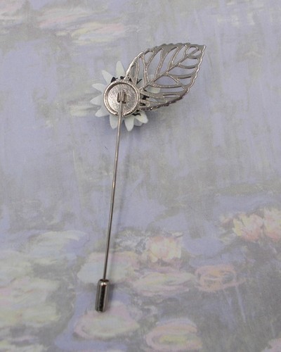 WHITE MARGUERITE DAISY PIN Lawn Daisy Wedding Lapel Flower Brooch HAND PAINTED - 第 7/7 張圖片