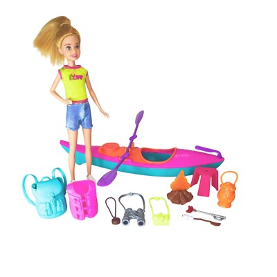 Barbie Team Stacie Camping Doll Playset Kayak Accessories 2022