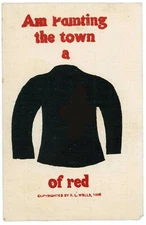 Vintage Linen Artist Signed Cartoon Postcard by R.L. WELLS, 1906