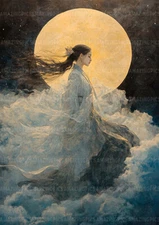 Chang'e Oriental Moon Goddess Radiant Chinese Deity Fantasy Fine Art Print y07