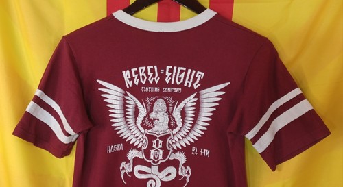 Vintage Rebel 8 V Neck Ringer Shirt Mike Giant RARE Skater Goth Punk 2000s🔥🔥🔥 - Picture 9 of 11