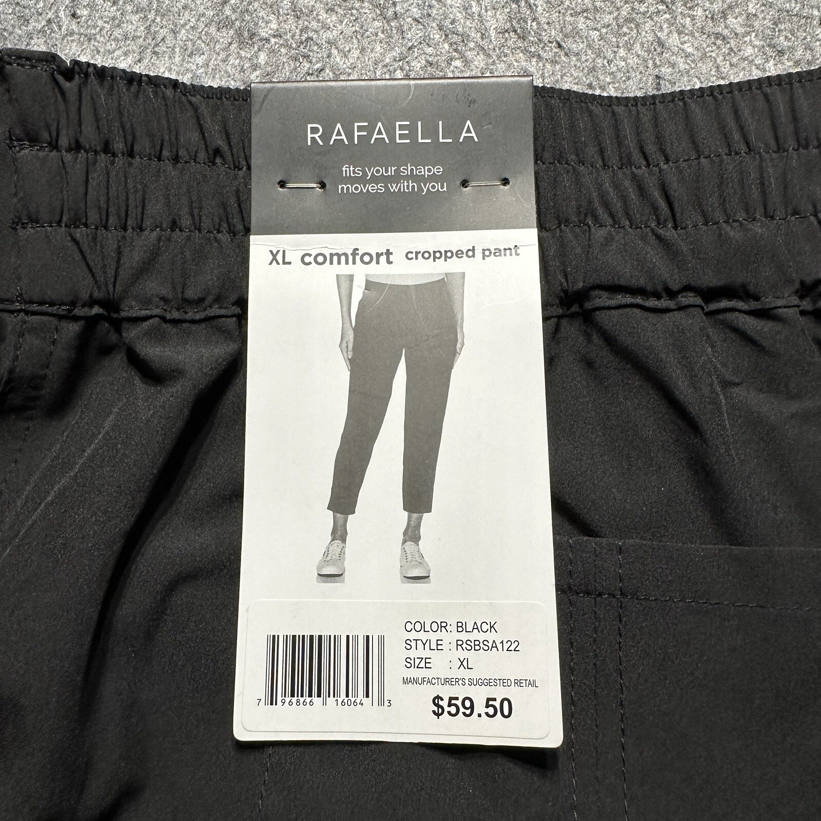 Rafaella Women's Size XL  Stretch Pull On Elastic Waist Ankle Pant Black