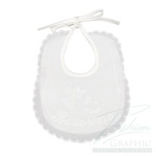 Bavaglino bavetta neonato neonata per cerimonia battesimo seta ricamato bianco