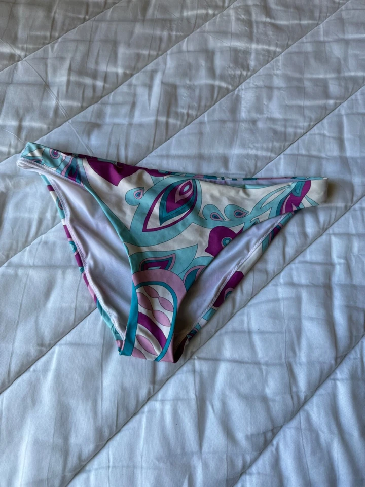 Traje de baño vintage ChANTELLE azul abstracto estampado floral de dos piezas talla pequeña Foto 4 de 4