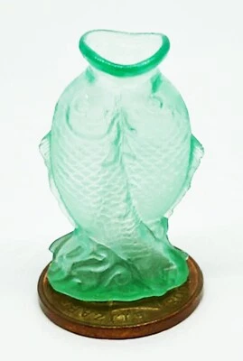 Casa delle bambole miniatura doppio pesce vaso verde scala 1:12 ornamento fiori tumdee