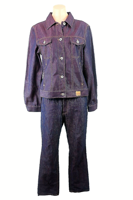 Guess Jeans Jacket Denim Suit 2 Piece VTG 90s HipHop Purple Guess Jeans Jacket Denim Suit 2 Piece VTG 90s HipHop Purple