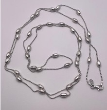 Silpada Long 43 in Oval Bead Station "Bella Bead" 9.25 Sterling Silver Necklace