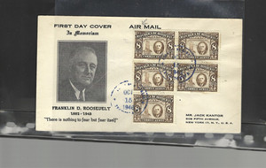GUATEMALA-COVER-FDC-ROOSEVELT-1946--AIR-TO NEW YORK--FRANKING!!-F-#170