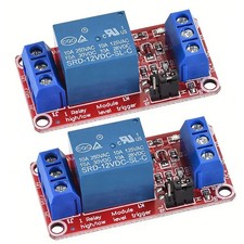 2x 12V 1-Channel Relay Module with Optocoupler Isolation for Electrical Control
