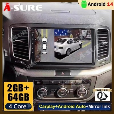 DAB+ 64GB Android 14 Auto Radio Carplay für VW Sharan 7N Seat Alhambra 2010-2021