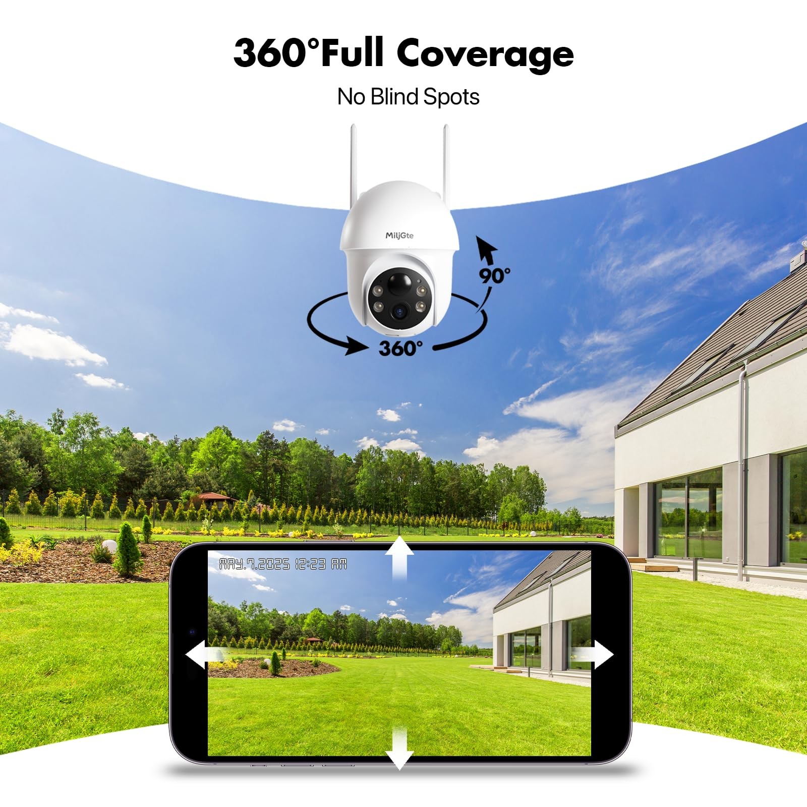 4Pack Solar Security Camera Wireless 360&deg; PT Camera Solar Powered w 64GB SD Card