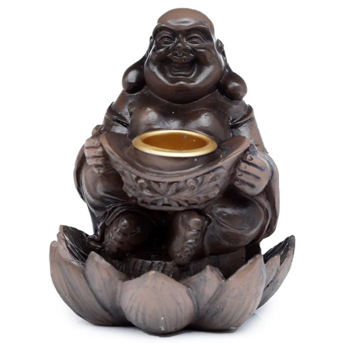 Wood Effect Lucky Buddha Backflow Incense Burner  Home Fragrance