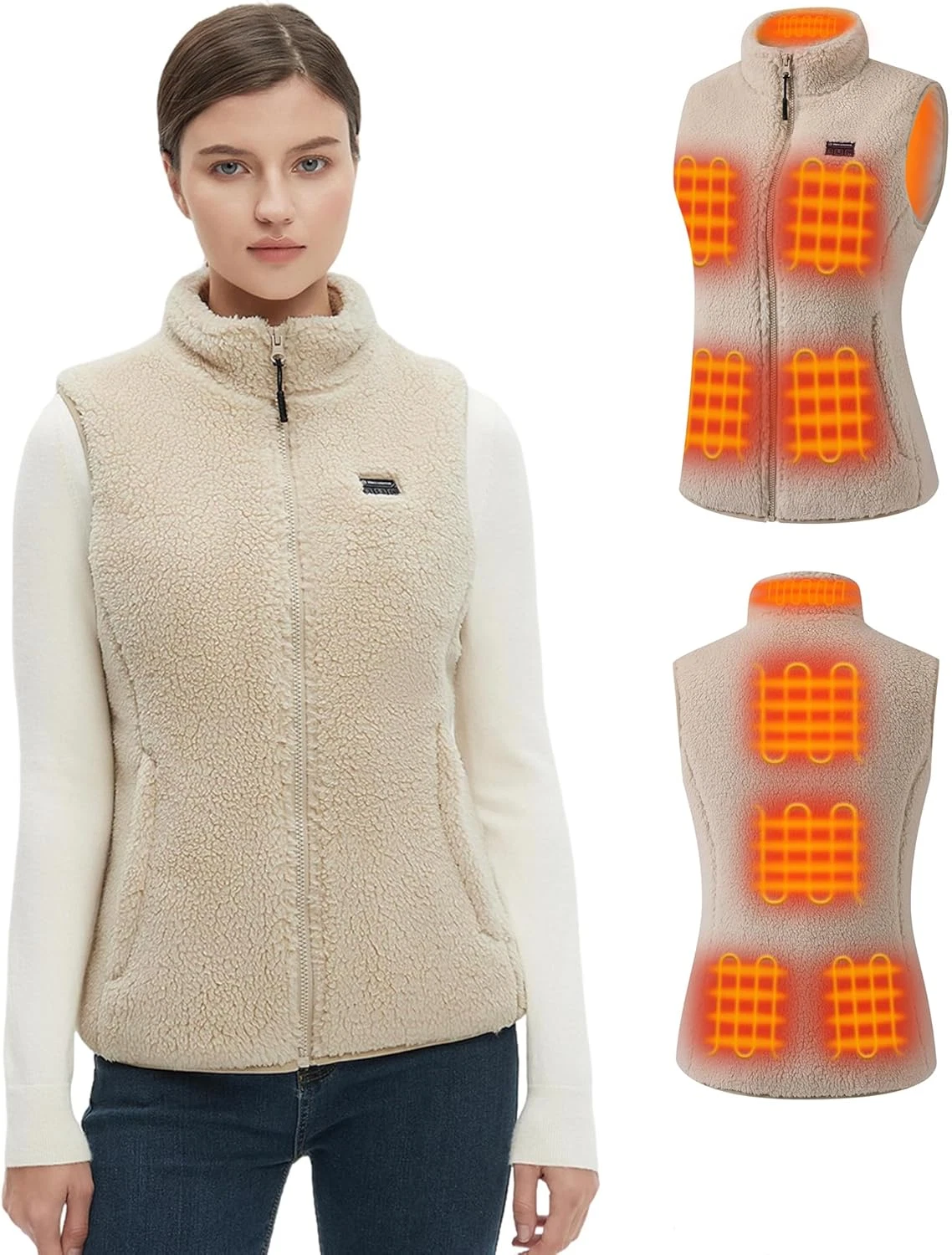 Fuzzy Heated Vest for Women with 16000mAh Battery - Warm & Cozy Sherpa Fleece