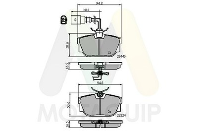 MOTAQUIP Bremsbelagsatz Scheibenbremse LVXL1134 für VW TRANSPORTER MULTIVAN T4