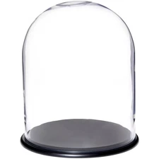 Plymor 13" x 16" Glass Display Dome Cloche (Black MDF Wood Base)