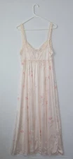 Vtg 2 Piece Set JCPenny Loungewear Floral Satin Nylon Nightgown & Robe Sz. L