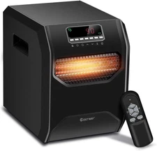 Electric Space Heater, 1500/1000 Watt Portable Infrared Quartz, Digital with Rem
