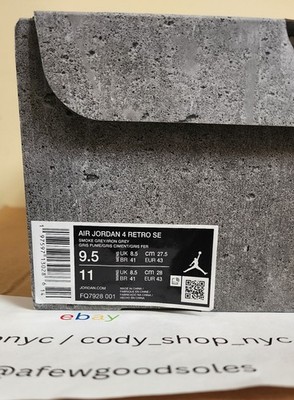 GA480 NIKE AIR JORDAN 4 RETRO 28cm 箱付き Air Jordan 4 Retro SE Wet Cement size 9.5 Grey *EMPTY SHOE BOX