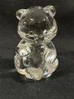 Vintage FENTON Crystal Clear Art Glass Sitting TEDDY BEAR Paperweight Figurine