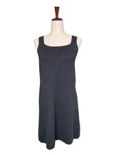 Vintage DKNY Essentials Gray Wool Tank Dress Shift Knee-Length Square Neck S