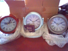 0063 Three New 6x6 Home Accent Vintage Port Multicolored Metal Desk Clock