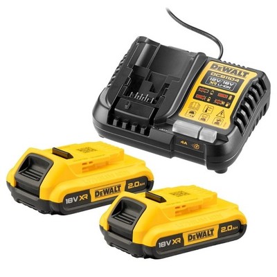 Packung 2 Akkubetrieben XR 18V 2 Ah LI-ION+ Ladegerät DEWALT