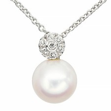 Pasquale Bruni 8mm Pearl Diamond 0.11ct Sapphire 18k White Gold Pendant