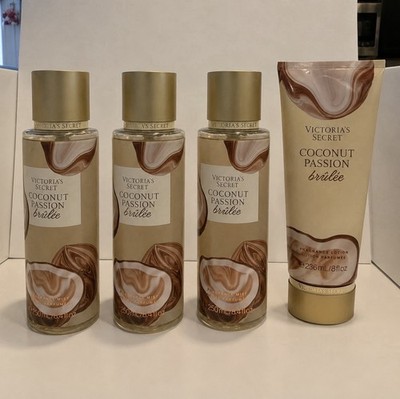 4PCS VICTORIA'S SECRET COCONUT PASSION BRULEE BODY MIST And 1 LOTION